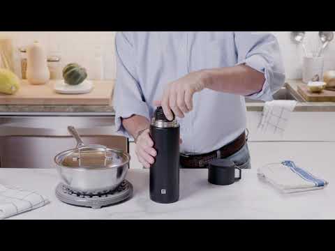 ZWILLING THERMO (39500-514-0) Thermo jug with a mug 1 liter Nerūdijantis plienas Juodas video