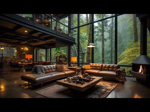 Warm Jazz Instrumental Music for Relaxing, Unwind - Cozy Rainforest Living Room Ambience & Soft Jazz