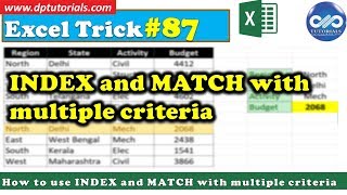 Download the video "INDEX and MATCH with multiple criteria || Excel Tips & Tricks || dptutorials"