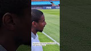 Download lagu Sundowns coach Rulani Mokwena and Adil Ramzi of Wydad ahead AFL final 2nd leg. mp3