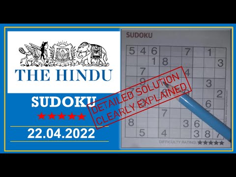 How to Solve 5 Star Hindu  Sudoku Apr 22, 2022 -  Tips and Techniques Clearly Explained