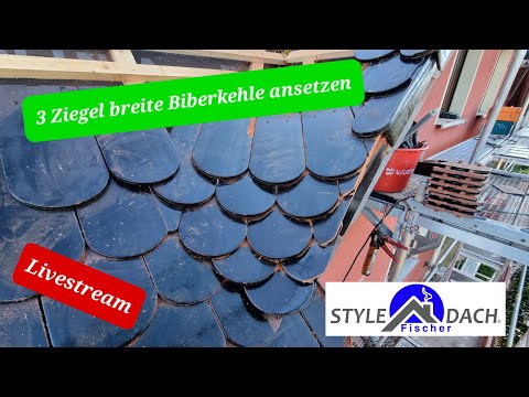 3 Ziegel breite Biberschwanzkehle ansetzen - Biberkehle 2 zu 4 Einteilung - Dachdecker Grimma