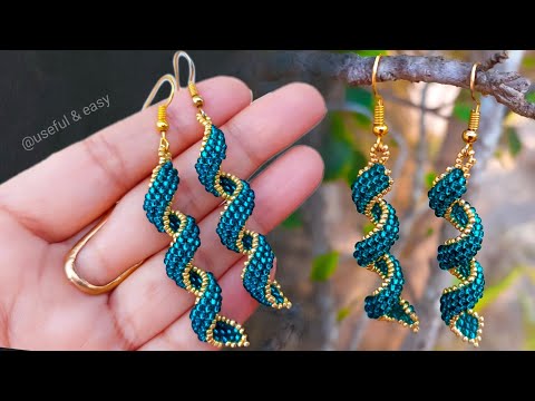EASY BEADED SPIRAL EARRINGS||EARRINGS MAKING AT HOME|| Useful & Easy.