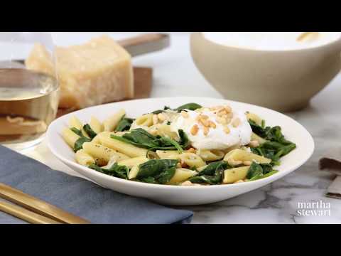 One Pot Penne with Spinach, Ricotta, and Pine Nuts - Martha Stewart