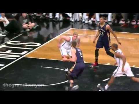 Mason Plumlee rejects Jeff Withey's dunk attempt into Alan Anderson's face