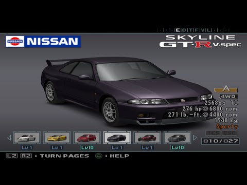 Enthusia Power Upgrade Comparison- Nissan Skyline GT-R V-spec (R33)