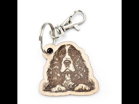 Spaniel Shaped Wooden Keyring