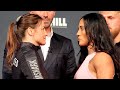 AMANDA SERRANO MEAN MUGS KATIE TAYLOR! GIVES HER STONE COLD LOOK FACE TO FACE AT FINAL PRESSER