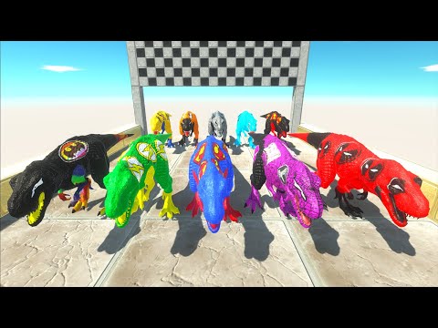 T-rex Superheroes Vs Tyrannosaurus Rex Speed Race Championship Dc Hunting found Jurassic world
