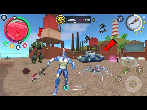 Rope Hero Vice Town (rope hero drive spider robot) spider robot machine fight police car robots - HD