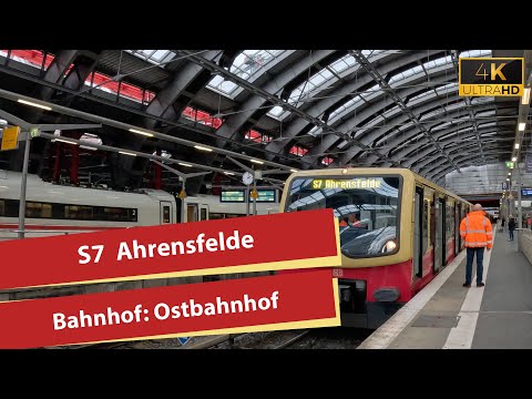 (4K) S-Bahn Berlin - Ostbahnhof, Einfahrt der S7 mit Ansage