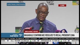 BREAKING NEWS: ANC NEC to recall President Zuma