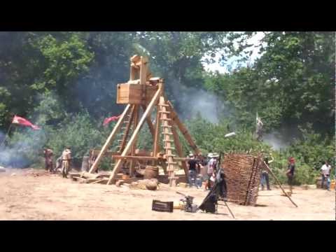 Trebuchet in action from Labyrinth miniseries starring Katie Mcgrath
