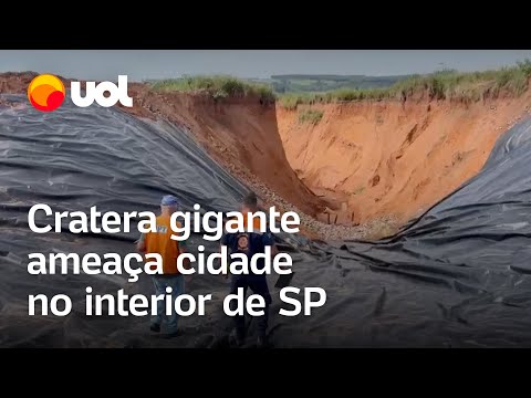 Cratera de mais de 200 metros de comprimento ameaça cidade no interior de SP; veja vídeo