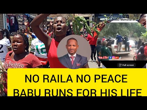 Babu owino escapes as angry mourners raid  his office demanding answers regarding the death of Raila