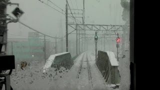 preview picture of video '【大雪の沿線】武蔵野線・前面展望 新座駅から東所沢駅 Train front view (Snow)'