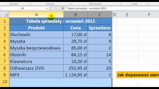 Excel 2010 - Dopasowywanie szerokości kilku kolumn jednocześnie - porada 21