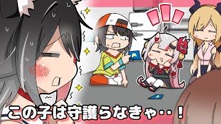 初めて事務所で会った時からあやめの可愛さにメロメロだったミオしゃ【ホロライブ切り抜き漫画】【百鬼あやめ/大神ミオ】【手描き】