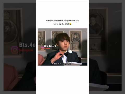 Namjoon's face after jk was told not to eat shell 🐚 #idols #bts #ytshorts #youtube #shorts #fyp #jk