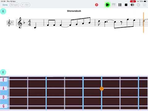 Shenandoah violin notes - "Easy Note" app (iOS & Android) - learn violin easily