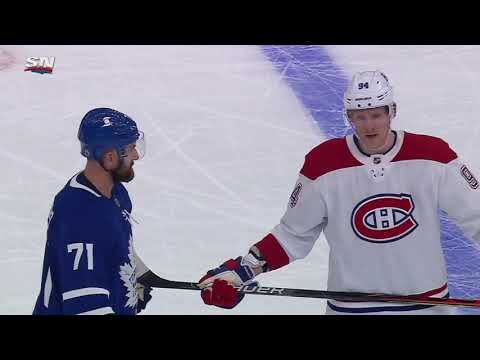 Nick Foligno VS Corey Perry Fight Montreal Canadiens at Toronto Maple Leafs