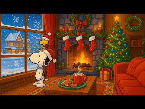 Snoopy’s Cozy Christmas Jazz 🎄🔥 | Fireplace Ambience & Holiday Music to Relax