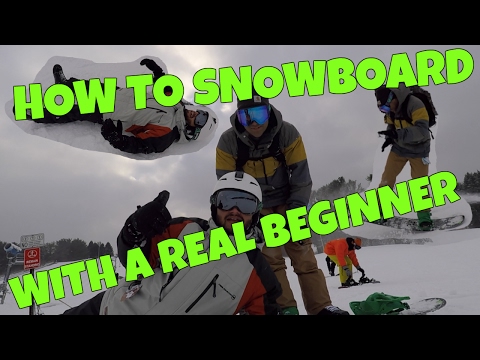 How to Snowboard with a REAL BEGINNER!