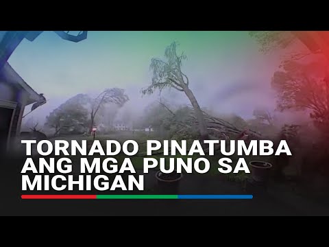 Doorbell cam: Tornado pinatumba ang mga puno sa Michigan