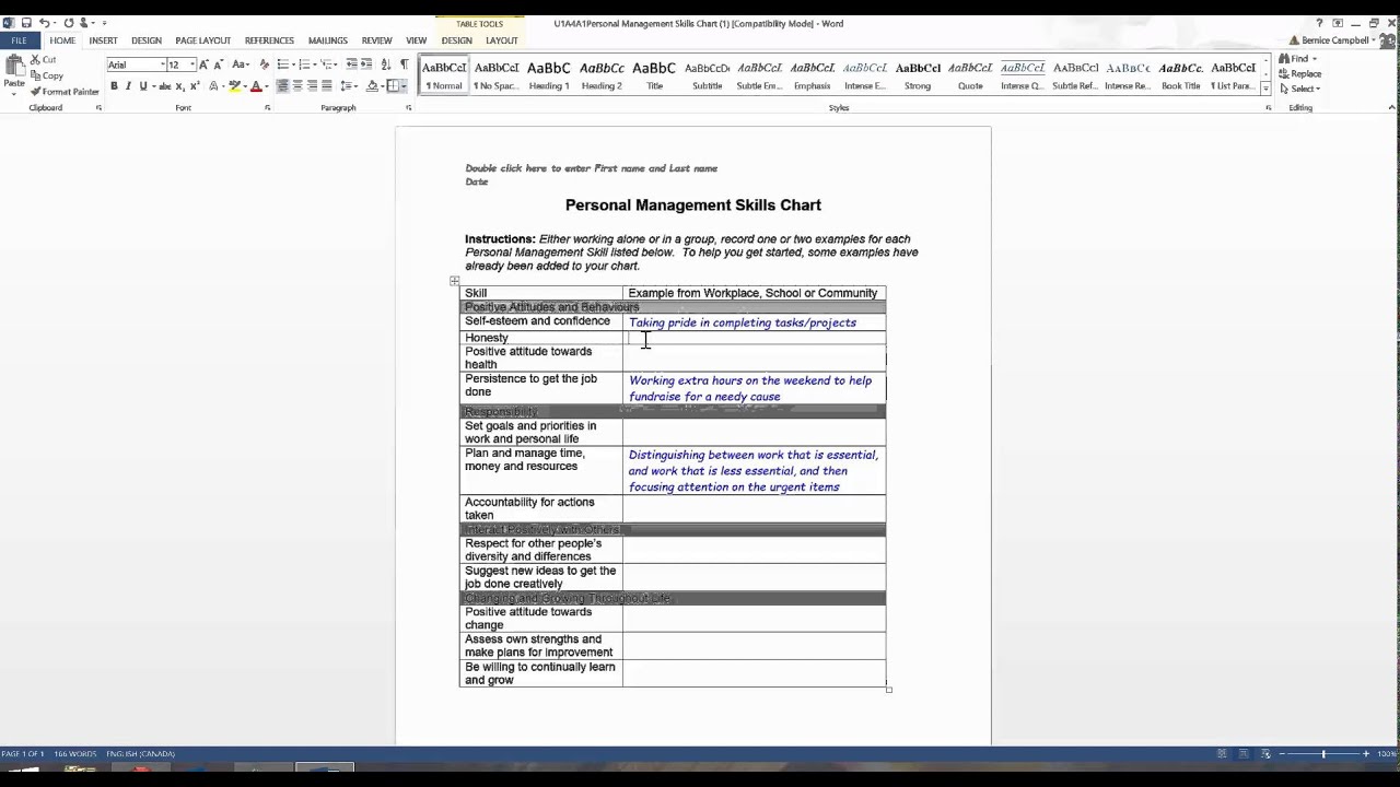 How to complete Unit One Activity 4