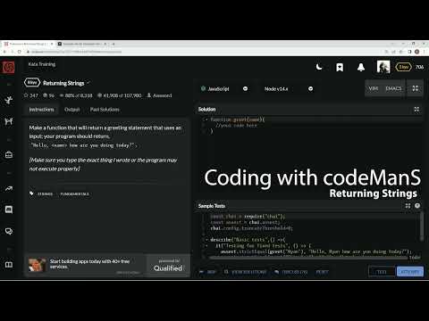 Codewars 8 Kyu Returning Strings Javascript