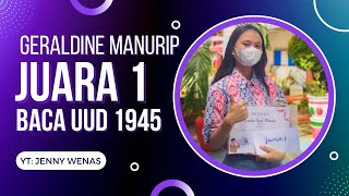Download lagu Juara 1 Lomba Baca UUD 1945 | Geraldine R. Manurip mp3 Download lagu Juara 1 Lomba Baca UUD 1945 | Geraldine R. Manurip mp3