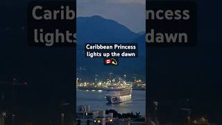 Caribbean Princess Lights Up the Harbour ✨Vancouver Cruise Ship Morning Magic Spins 🇨🇦