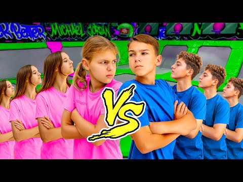Girls vs. Boys EXTREME Trampoline Park Challenge