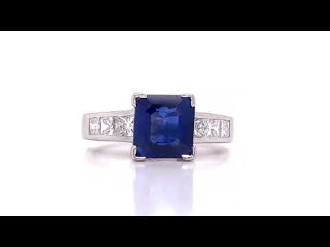 Platinum Sapphire Diamond Ring TDW 0.45ct  X1483B