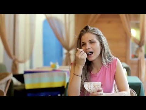 Woman Finishes Ice Cream Stock Video