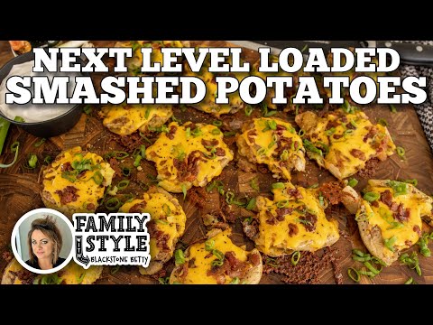 Loaded Smashed Potatoes on the Blackstone Griddle
