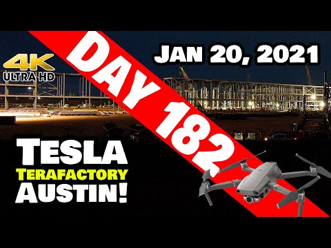 Tesla Gigafactory Austin 4K  Day 182 - 1/20/21 - TSLA Terafactory Texas - INAUGURATION DAY PROGRESS!