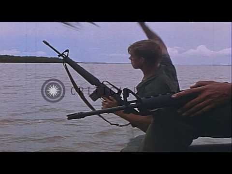 United States Marines during patrol operations in Co-Chein river HD Stock Footage