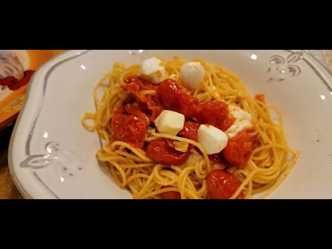 ANGEL HAIR PASTA with OVEN ROASTED TOMATOES & MOZZARELLA