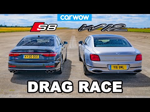 Audi S8 vs Bentley Flying Spur - DRAG RACE *V8 vs W12*