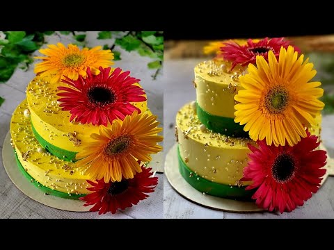 Vanilla flavor 2 pound real flower decoration cake costomaiz design for order #vanila #cake