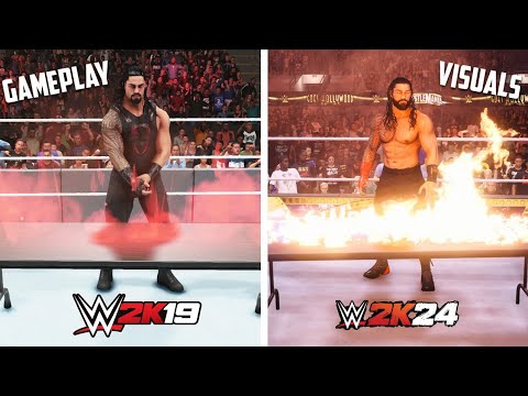 WWE 2K24 vs WWE 2K19 - Detailed Comparison (Graphics,OMG moments,Character models)