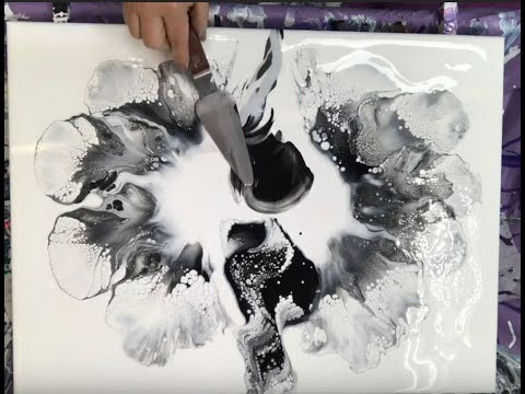 (013) Enhanced Monochrome blooms with shimmering Silvers and Pearl mixed into Black and White.