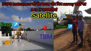 DGPS Instrument Full setup and connect with Receive - Rover - Controller , Point survey, line Survey