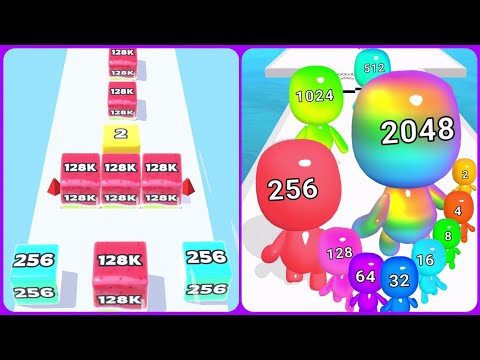 Jelly Run 2048 Vs Man Runner 2048 🟦👹🟩👤🟥😈🟨 Max All Levels Android iOS Gameplay Ep 25