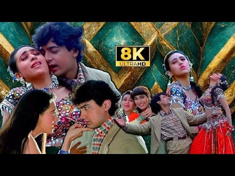 Pucho Zara Pucho 8K Full Video Song | Aamir Khan, Karisma Kapoor, Alka Yagnik, Kumar Sanu 90s Hits
