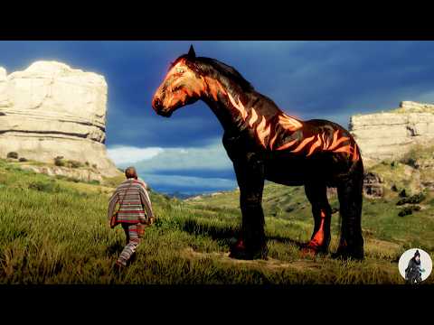 Arthur Morgan Tames a Ginormous Black & Red Tribal Glowing Horse at the Heartland Fields 🐎🔥