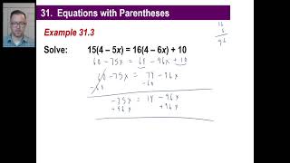 Saxon Math - Algebra 1: 3rd Edition (Lesson 31 - Equations with Parentheses)