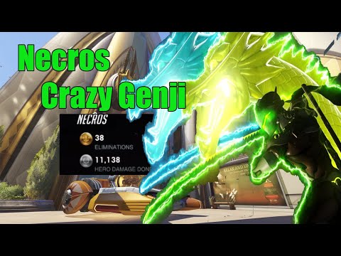 Genji Gameplay - Necros Crazy Genji POTG 38 Elims - Top 500 Overwatch