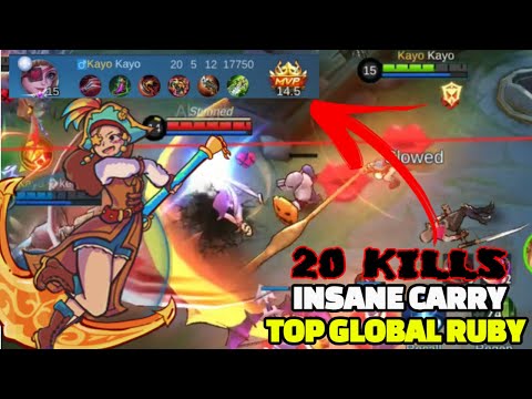 RUBY 20 KILLS FULL DAMAGE CARRY | Kayo Full Build | Mobile Legends Ruby Gameplay 2021